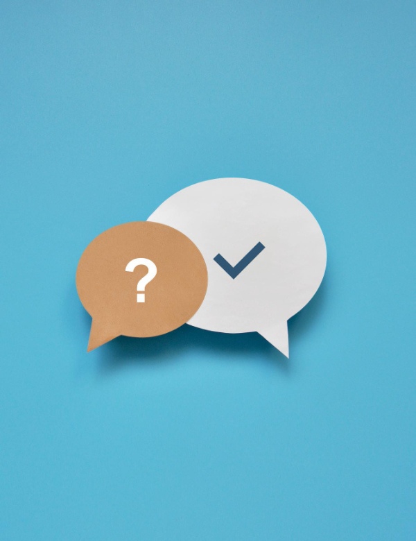 Question and answer speech bubbles representing frequently asked questions section