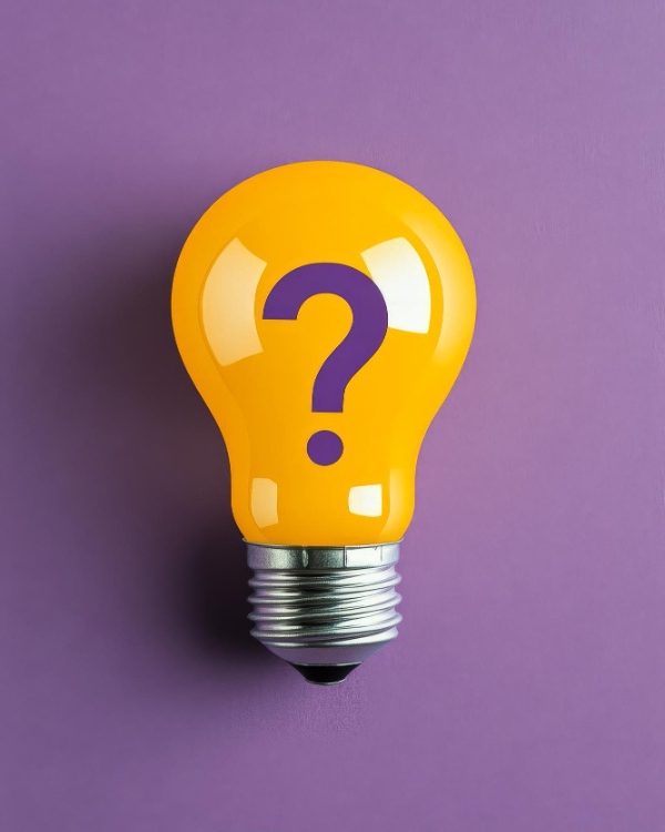 Lightbulb with question mark representing frequently asked questions about WordPress projects