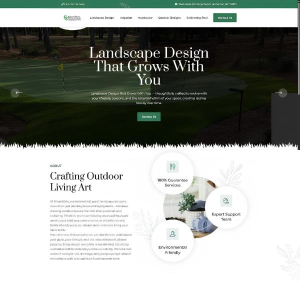 WordPress website built for Greenstate Landscaping and Pools business in North Carolina USA