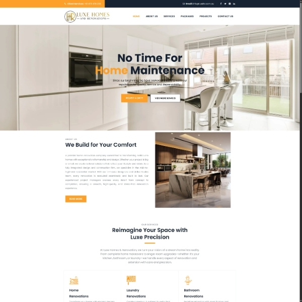 WordPress website built for Luxe Homes and Renovations home renovation company in Melbourne Australia