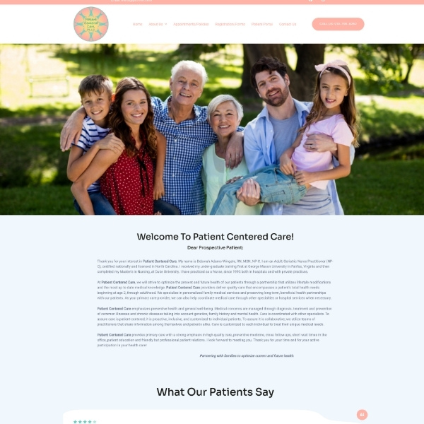 WordPress website built for Patient Care of Wilmington primary healthcare clinic in North Carolina USA