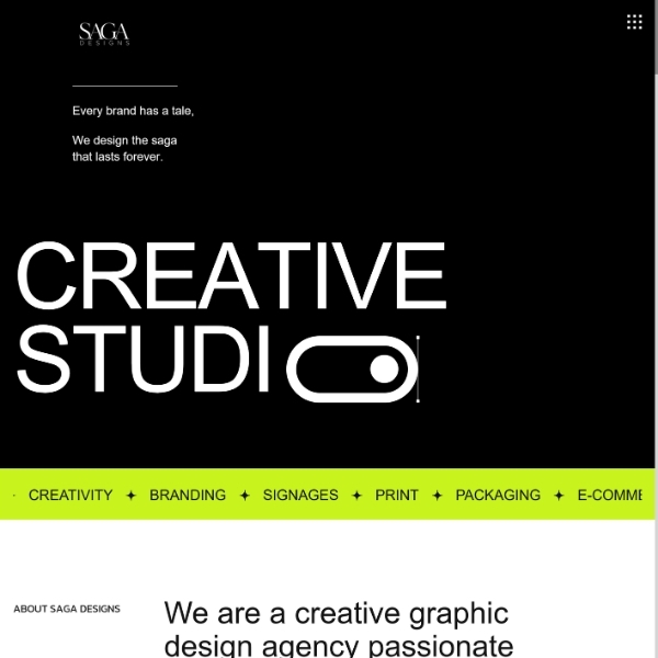 WordPress website built for Saga Designs creative graphic design agency in Australia