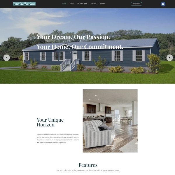 Real estate and home sales website for Terry Pate Home Sales featuring modern home listings, property showcase, and residential housing services.